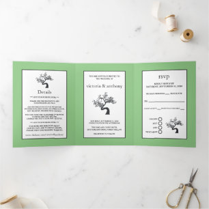 Invitation Trois Volets Suite Mariage Silhouette Arbre