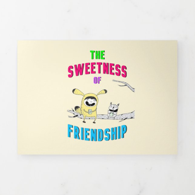 Invitation Trois Volets Sweetness Of Friendship Chat Juillet Doodle 30 Ami (Page de couverture)