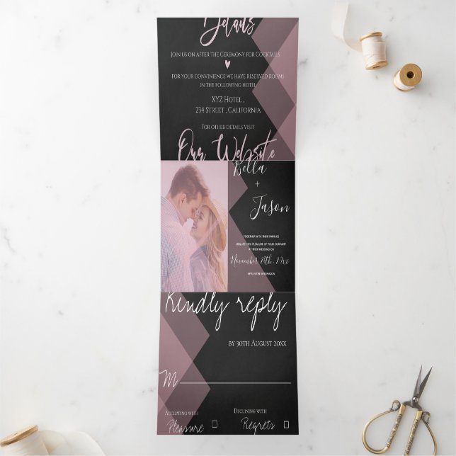 Invitation Trois Volets Tableau | Cute Pastel Multi Photo Mariage (Intérieur)