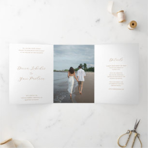 Invitation Trois Volets Taupe minimaliste Mariage moderne
