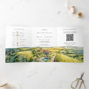 Invitation Trois Volets Toscane Italie   Mariage illustré