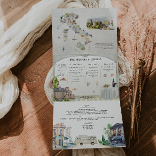 Invitation Trois Volets Toscane Italie   Mariage illustré