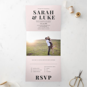 Invitation Trois Volets TYPE BOLD Mariage photo tout-en-un moderne