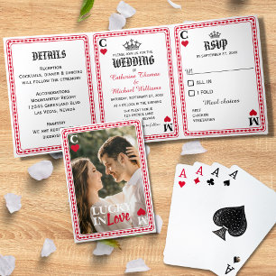 Invitation Trois Volets Vegas Casino Mariage Jouer Carte Lucky En Amour