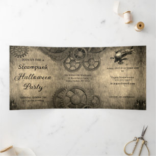 Invitation Trois Volets Victorian Steampunk Halloween