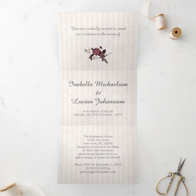 Invitation Trois Volets Vintage Rose Vellum Mariage officiel (Intérieur)