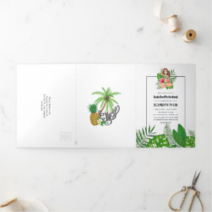 Invitation Trois Volets Week-end de célibataire Aloha exotique aquarelle