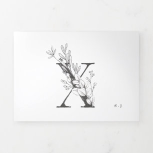 Invitation Trois Volets 'X' Monogramme magnifique Mariage floral croisé