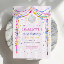 Invitation Troisième Anniversaire Boule Disco Chaî