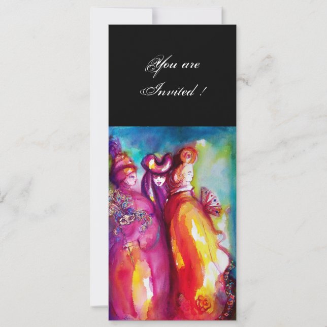 Invitation TROISIÈME MASQUE boule mascarisée, or rouge jaune  (Devant)