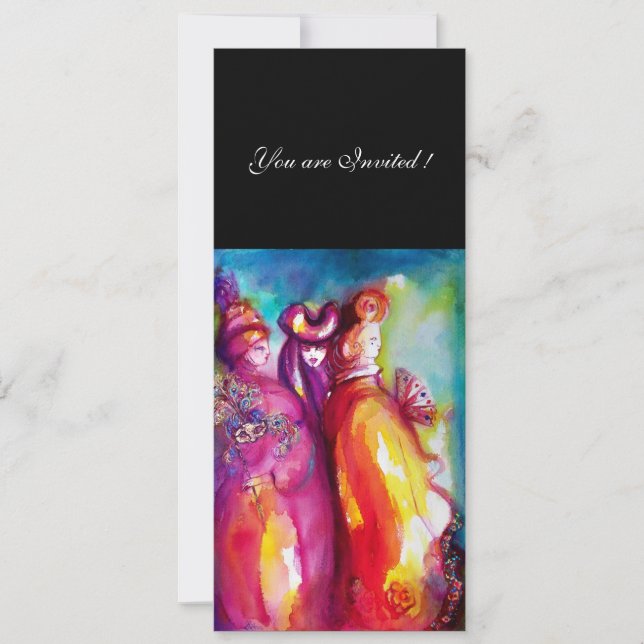 Invitation TROISIÈME MASQUE boule mascarisée, or rouge jaune  (Devant)