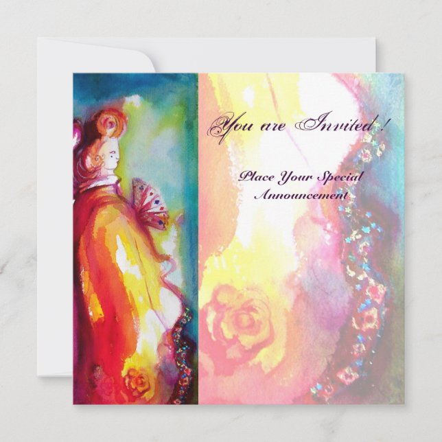 Invitation TROISIÈME MASQUE boule mascarisée, or rouge jaune  (Devant)