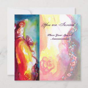 Invitation TROISIÈME MASQUE boule mascarisée, or rouge jaune 