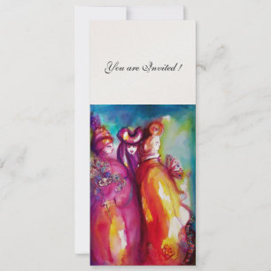 Invitation TROISIÈME MASQUE violet rouge champagne métallique