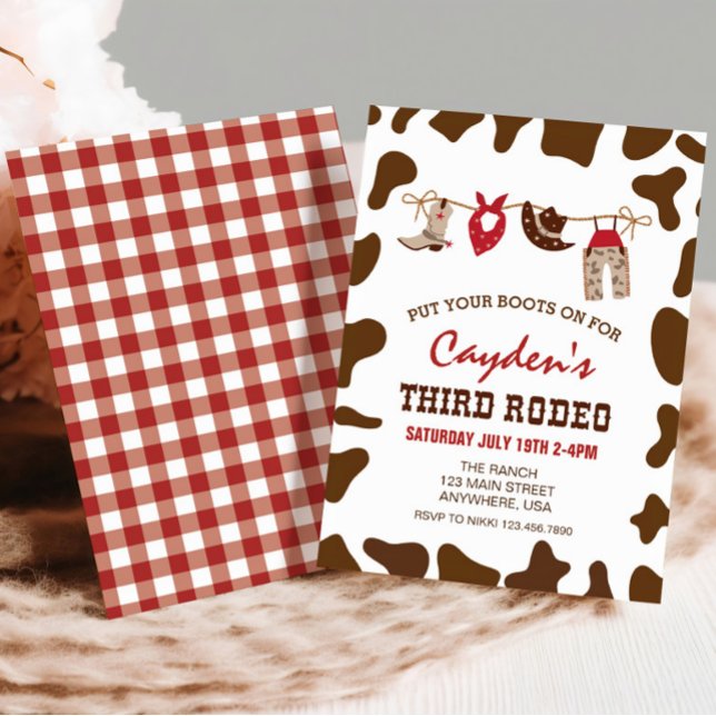 Invitation Troisième Rodéo Western Cowboy 3e anniversaire (Créateur téléchargé)