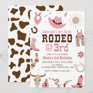Invitation Troisième Rodéo Western Cowgirl 3e anniversaire