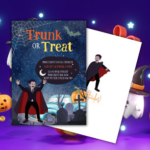 Invitation Tronc D'Événement Halloween Cute Ou Traite Pour Le