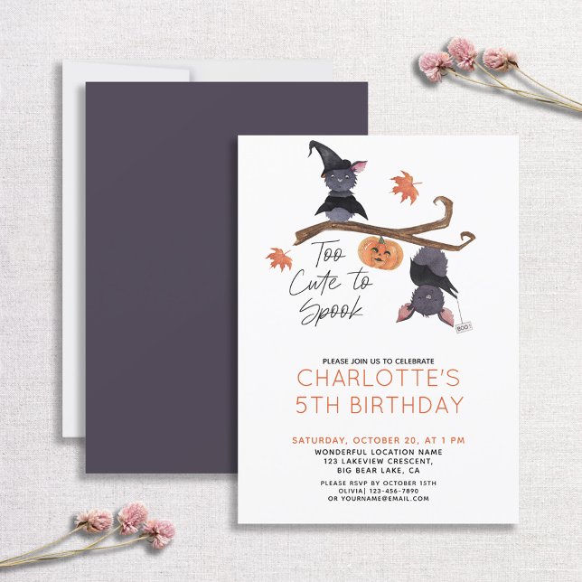 Invitation Trop mignon pour parler d'aquarelle chauves-souris (Créateur téléchargé)