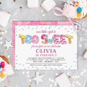 Invitation Trop sucré Candy Land fête d'anniversaire
