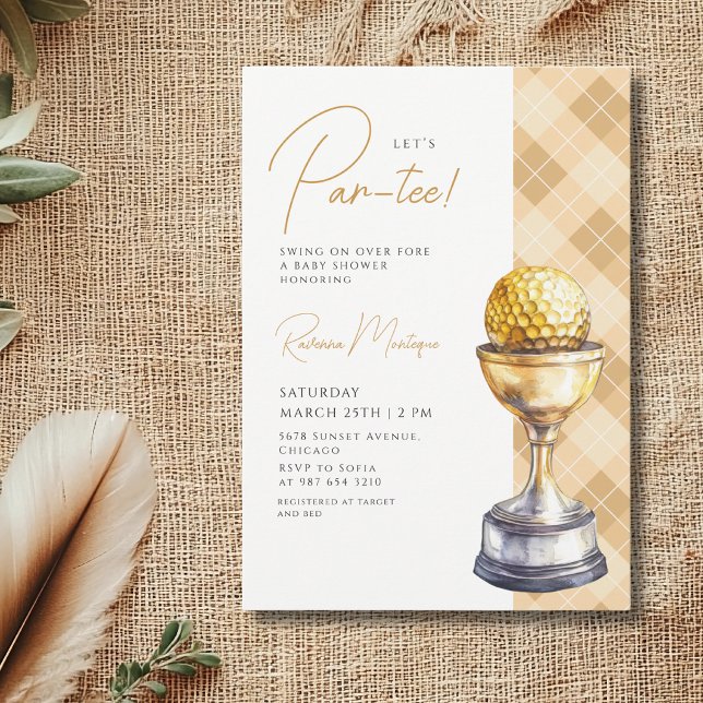 Invitation Trophée de golf Argyle jaune pour Baby Shower Par- (Créateur téléchargé)