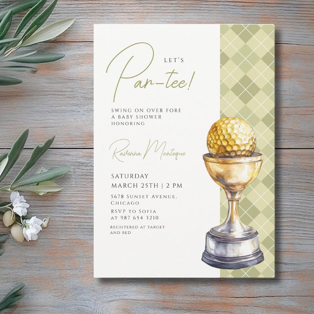 Invitation Trophée de golf Green Argyle pour une baby shower  (Créateur téléchargé)