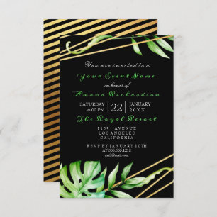 Invitation Tropic Jungle Black White Party raypes Luxe