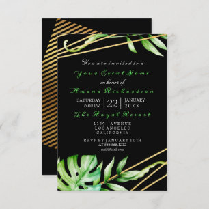 Invitation Tropic Jungle Black White Party raypes Luxe