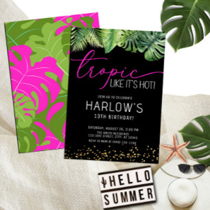Invitation Tropic Like It's Hot Pink Tropical Birthday