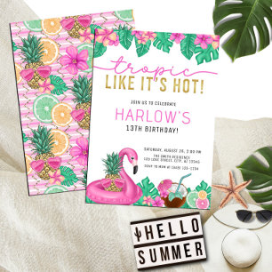 Invitation Tropic Like It's Hot Pink Tropical Birthday