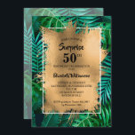 Invitation Tropical 50th Birthday Party<br><div class="desc">Le motif plante vert tropical chic,  revêtu de fausse feuille d'or et les détails de votre fête d'anniversaire en lettres chic,  est parfait pour TOUT anniversaire d'âge. COORDINATION des articles disponibles dans notre magasin.</div>