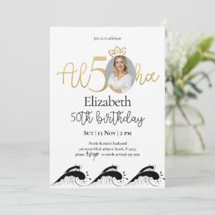 Invitation Tropical 50th Gold Birthday avec photo