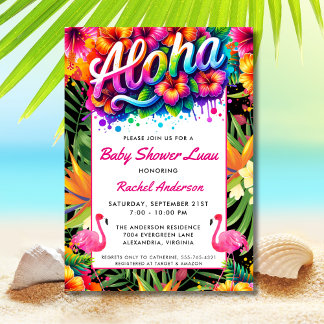 Invitation Tropical Aloha Baby Shower Luau 