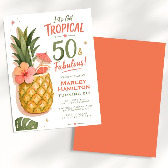Invitation Tropical Ananas 50 et Fabuleux (Créateur téléchargé)