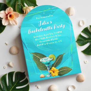 Invitation Tropical Bachelorette Party Blue Waves