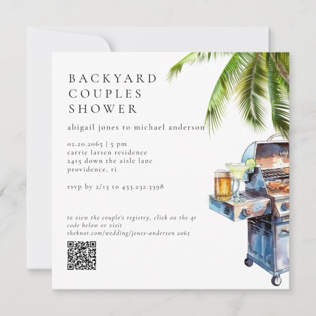 Invitation Tropical Backyard BBQ Couples Shower  (Devant)