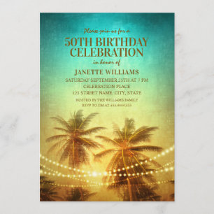 Invitation Tropical Beach à thème 50e anniversaire fête Hawai