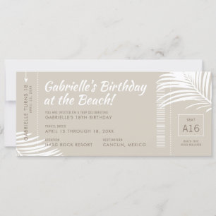 Invitation Tropical Beach Boarding Pass Voyage d'anniversaire