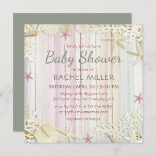 Invitation Tropical Beach Chic Baby shower moderne de coquill