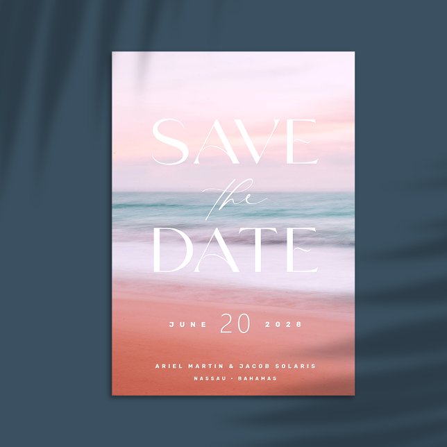 Invitation Tropical Beach Destination Wedding Enregistrer la  (Save the date. Tropical Sunset Beach wedding Save the Date cards)
