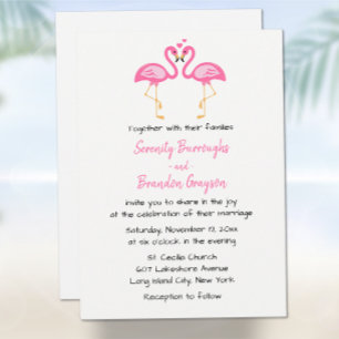 Invitation Tropical Beach Hawaiian Flamant rose rose Mariage