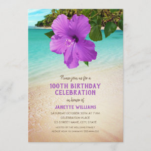 Invitation Tropical Beach Hawaiian Thème 100e anniversaire