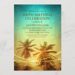 Invitation Tropical Beach Hawaiian Thème 100e anniversaire