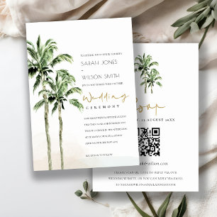 Invitation Tropical Beach Palm Trees Mariage QR Code RSVP