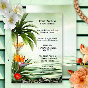 Invitation Tropical Beach Palm Trees Post Wedding Party
