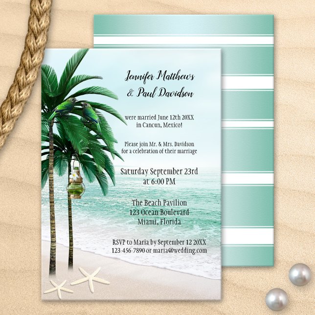 Invitation Tropical Beach Palm Trees Post Wedding Party (Créateur téléchargé)