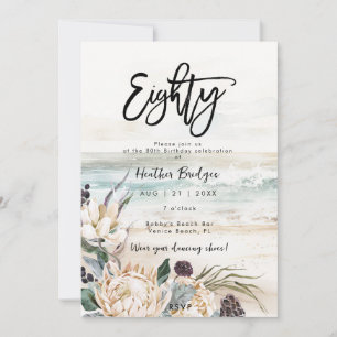 Invitation Tropical beach protéa 80e anniversaire invitati