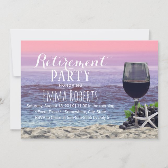 Invitation Tropical Beach Red Wine Starfish Retraite (Devant)