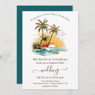 Invitation Tropical Beach Sunset Destination Mariage