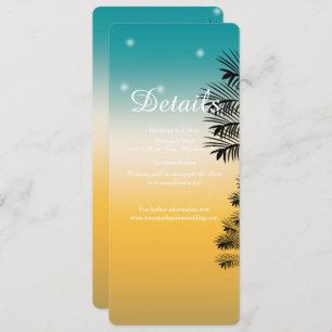 Invitation Tropical Beach Sunset Palm Tree DETAILS Mariage