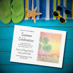 Invitation Tropical Beach Sunset Summer Party